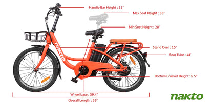 NAKTO City Cargo Ebike 20" PONY Orange Size